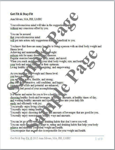 Get Fit & Stay Fit Script for Hypnosis or Meditation (PDF)